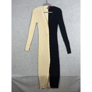 Staud Shoko Colorblock Ribbed Bodycon Midi Dress Womens Size L Minimalist Luxe